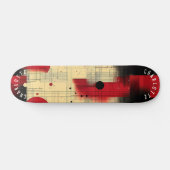 Vet rood en zwart geometrisch Abstract skateboard (Horizontaal)