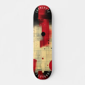 Vet rood en zwart geometrisch Abstract skateboard (Voorkant)