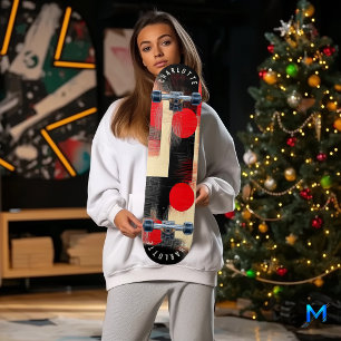 Vet rood en zwart minimalistisch geometrisch moder persoonlijk skateboard