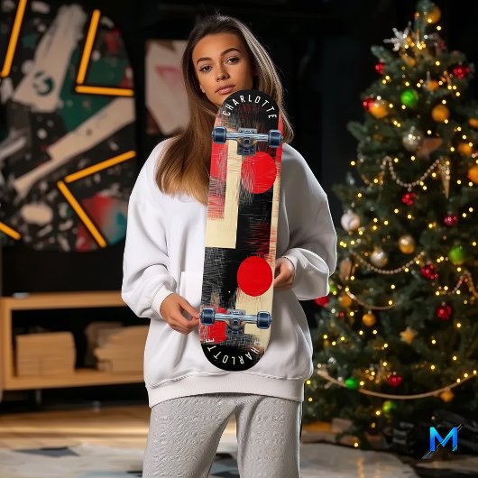 Vet rood en zwart minimalistisch geometrisch moder persoonlijk skateboard