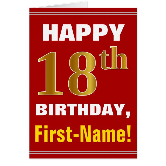 Vet, rood, Faux Gold 18e verjaardag met Kaart (Voorkant)