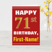 Vet, rood, Faux Gold 71ste verjaardag met Kaart (Gele Bloem)