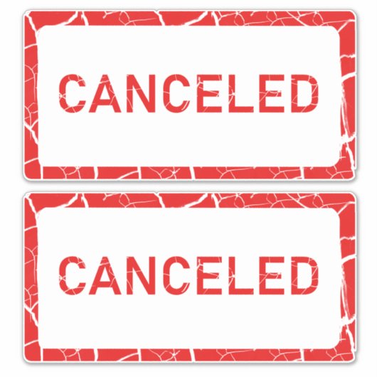 Vet Rood GEANNULEERD Bericht Sticker (Voorkant)