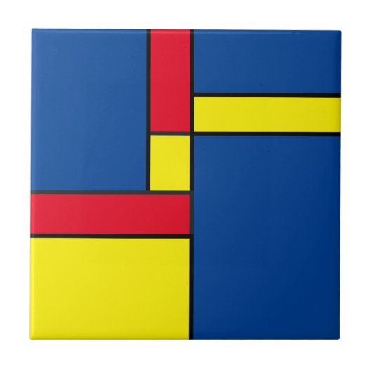 Vet Rood Geel en Blauw Primaire Kleuren Geometrisc Tegeltje (Voorkant)