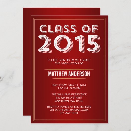 Vet Rood Goud 2015 Afstuderen Kaart (Voorkant / Achterkant)