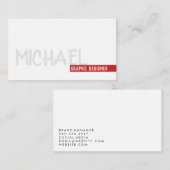 Vet rood, grijs, eenvoudige tekst visitekaartje (Voorkant / Achterkant)