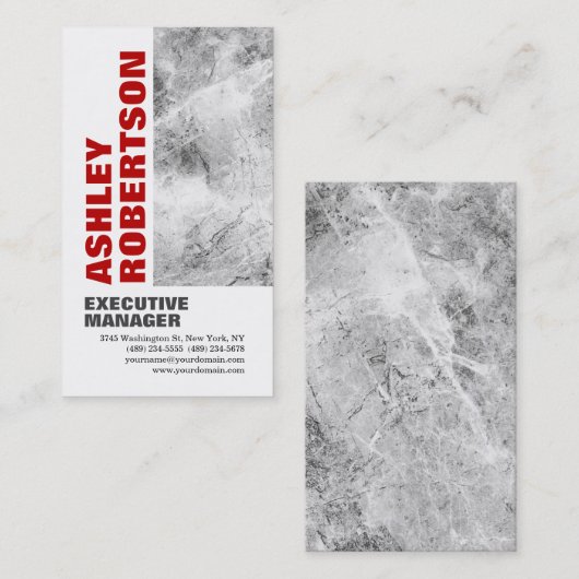 Vet rood grijs wit, modern minimalistisch visitekaartje (Voorkant / Achterkant)