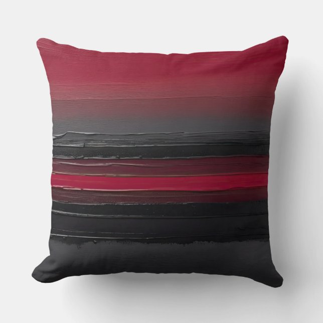 vet Rood grijs zwart penseelstrepen Kussen (Voorkant)