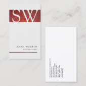 Vet Rood Grunge Streep Monogram Visitekaartje (Voorkant / Achterkant)