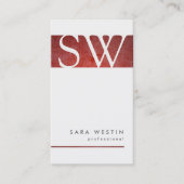 Vet Rood Grunge Streep Monogram Visitekaartje (Voorkant)