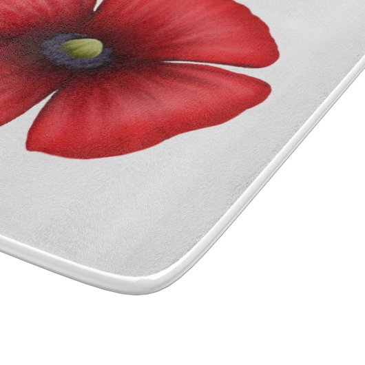 Vet Rood Klaproos Bloem Glas Snijplank (Hoek)
