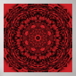 Vet Rood Mechanisch Abstract Mandala Art Poster