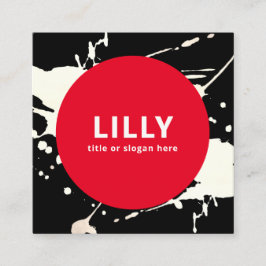 Vet rood modern geschilderd Abstract Vierkante Visitekaartje