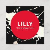 Vet rood modern geschilderd Abstract Vierkante Visitekaartje (Voorkant)