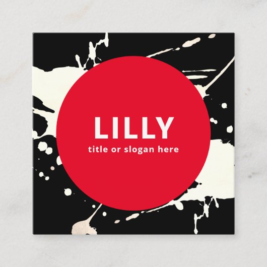 Vet rood modern geschilderd Abstract Vierkante Visitekaartje (Voorkant)