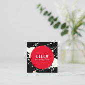 Vet rood modern geschilderd Abstract Vierkante Visitekaartje (Staand voorkant)