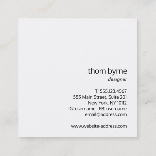 Vet rood modern professioneel monogram vierkante visitekaartje (Achterkant)