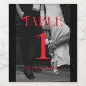 Vet Rood Moderne Zwart-Wit Foto Huwelijk Wijn Etiket (Enkel label)