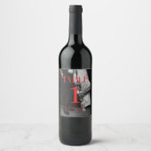 Vet Rood Moderne Zwart-Wit Foto Huwelijk Wijn Etiket (Voorkant)