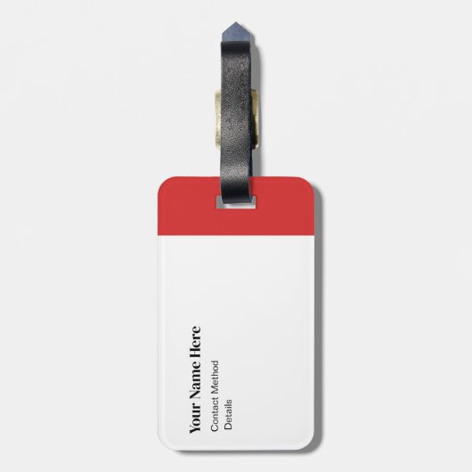 Vet Rood Monochroom Classic Initiaal Monogram Bagagelabel (Achterkant verticaal)