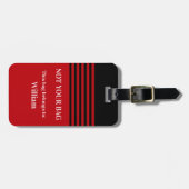 Vet rood monogram Acrylhoudend Bagagelabel (Voorkant horizontaal)