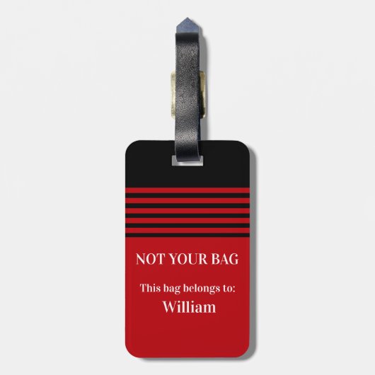 Vet rood monogram Acrylhoudend Bagagelabel (Achterkant verticaal)