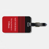 Vet rood monogram Acrylhoudend Bagagelabel (Achterkant horizontaal)