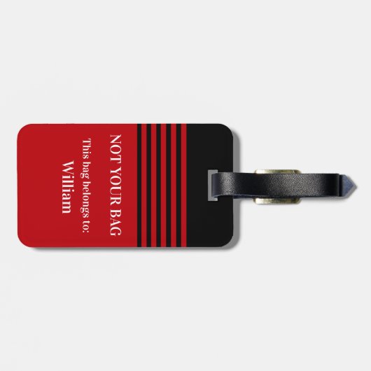 Vet rood monogram Acrylhoudend Bagagelabel (Achterkant horizontaal)