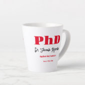 Vet Rood Naam PhD Afstuderen Latte Mok (Rechterhoek)