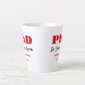 Vet Rood Naam PhD Afstuderen Latte Mok (Voorkant)