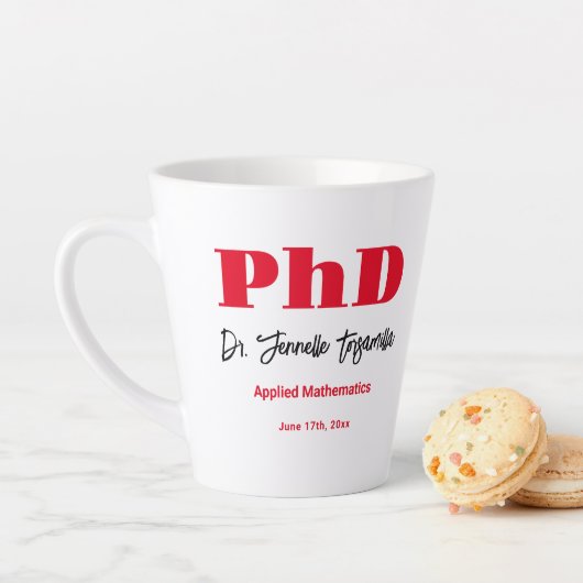 Vet Rood Naam PhD Afstuderen Latte Mok (In situ)