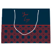 Vet Rood op Navy Pattern Custom Business Logo Groot Cadeauzakje (Voorkant)