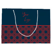 Vet Rood op Navy Pattern Custom Business Logo Groot Cadeauzakje (Achterkant)