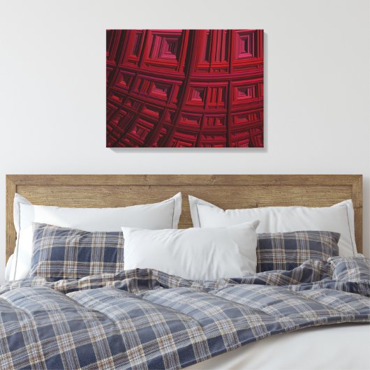 Vet rood rechthoek Geometrisch Fractal Patroon Canvas Afdruk (Insitu (Slaapkamer))