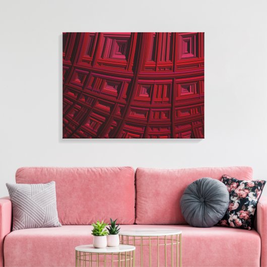 Vet rood rechthoek Geometrisch Fractal Patroon Canvas Afdruk (Insitu (Woonkamer))