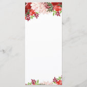 Vet Rood Roze Bloemen Vlak Bruiloft Menu (Achterkant)