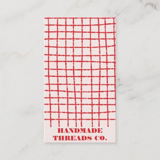 Vet Rood Roze Check Patroon QR-code voor handgemaa Visitekaartje (Voorkant)