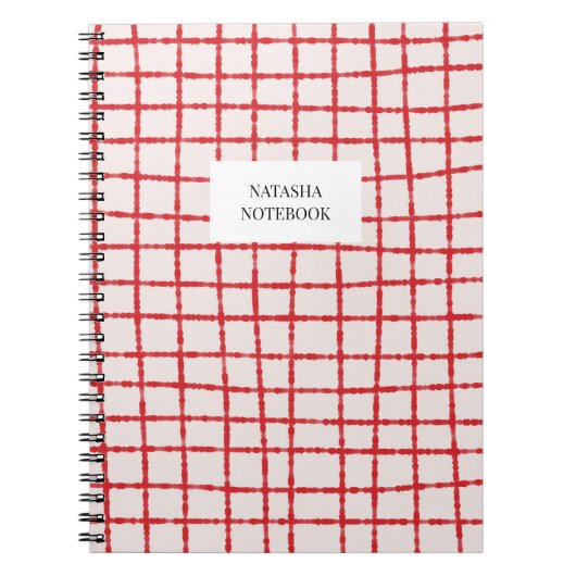 Vet Rood Roze Check Pattern Notitieboek briefpapie (Voorkant)
