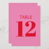 Vet rood roze rood modern tabelnummer kaart (Voorkant / Achterkant)