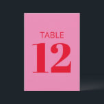 Vet rood roze rood modern tabelnummer kaart<br><div class="desc">Bold Simple Typografie Bright Pink en Red Modern Bat Mitzvah Tabelnummer</div>