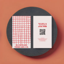 Vet Rood Roze Rutpatroon QR-code voor Handgemaakt