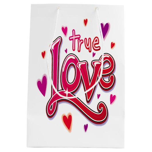 Vet rood roze script ware liefde medium cadeauzakje (Achterkant)