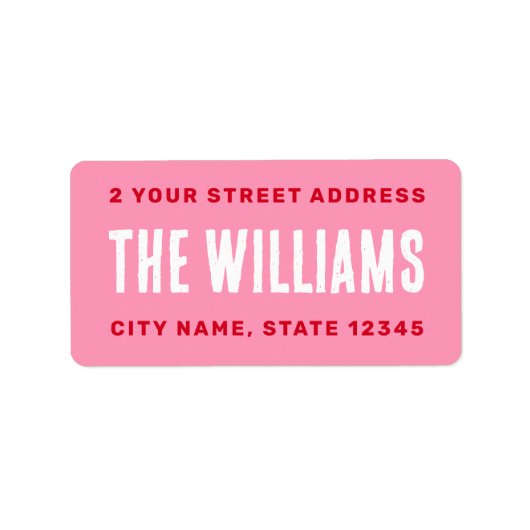 Vet rood roze wit retouradres etiket (Voorkant)