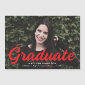 Vet rood script foto Afstuderen aankondiging (Voorkant)