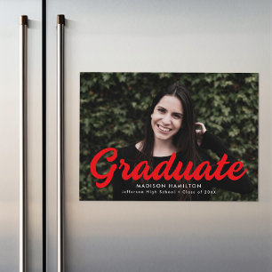 Vet rood script foto Afstuderen aankondiging