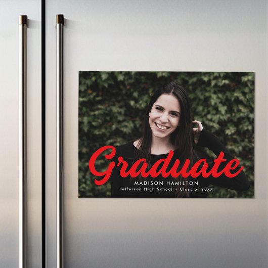 Vet rood script foto Afstuderen aankondiging