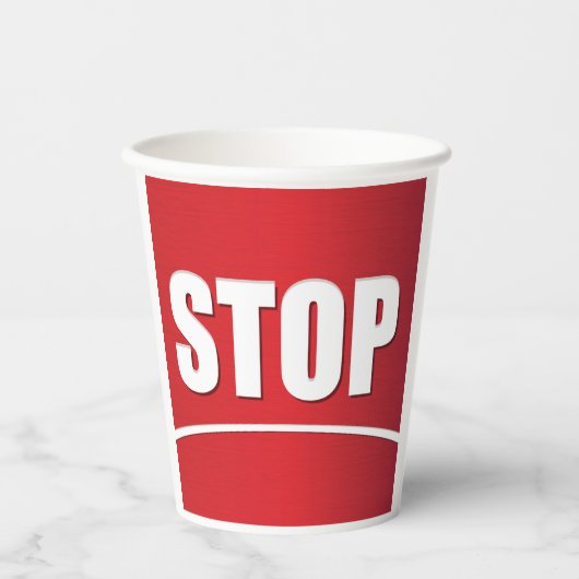 vet rood stopteken papieren bekers (Voorkant)