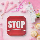 vet rood stopteken papieren bordje (Feest)