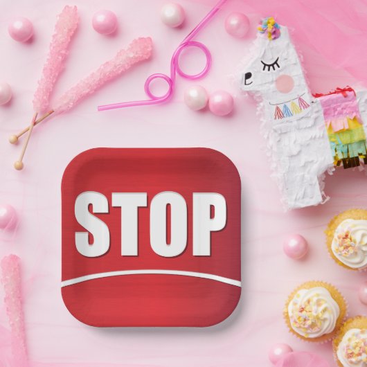 vet rood stopteken papieren bordje (Feest)