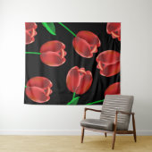 Vet Rood Tulpen & Zwart Wandkleed (In Situ (horizontaal))